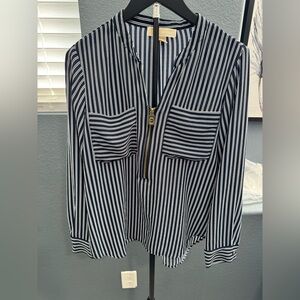 Michael Kors Navy and White Striped Blouse